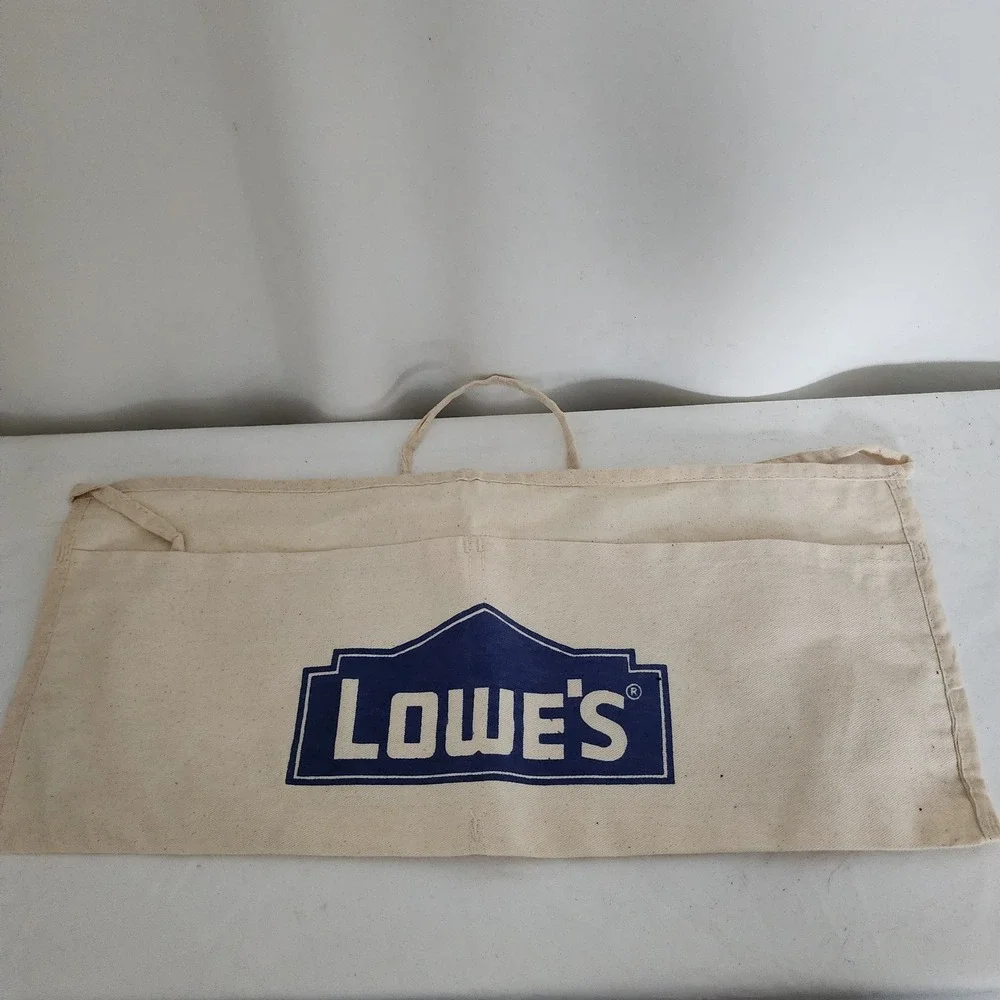 Vintage Lowe's Cloth Waist Apron Nail/Tool Bag 2 Pouch Cotton White Canvas